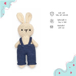 Crochet Bunny with Dungarees – Blue