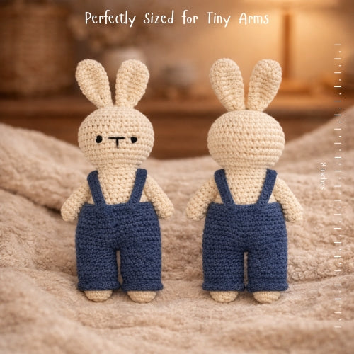 Crochet Bunny with Dungarees – Blue