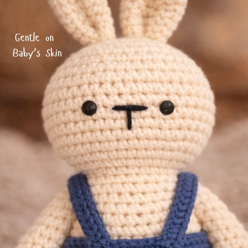 Crochet Bunny with Dungarees – Blue