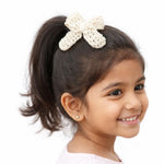 Yellow Butterfly & Ivory Statement Bow Crochet Gift Box – Set of 3 Clips