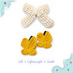 Yellow Butterfly & Ivory Statement Bow Crochet Gift Box – Set of 3 Clips