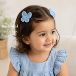 Powder Blue Butterfly & Pink Statement Bow Crochet Gift Box – Set of 3 Clips
