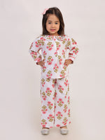 Pink Floral Cotton Coord Set for Girls | Festive Peter Pan Collar Outfit