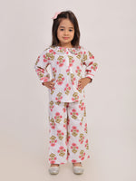 Pink Floral Cotton Coord Set for Girls | Festive Peter Pan Collar Outfit