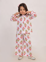 Pink Floral Cotton Coord Set for Girls | Festive Peter Pan Collar Outfit