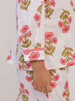 Pink Floral Cotton Coord Set for Girls | Festive Peter Pan Collar Outfit