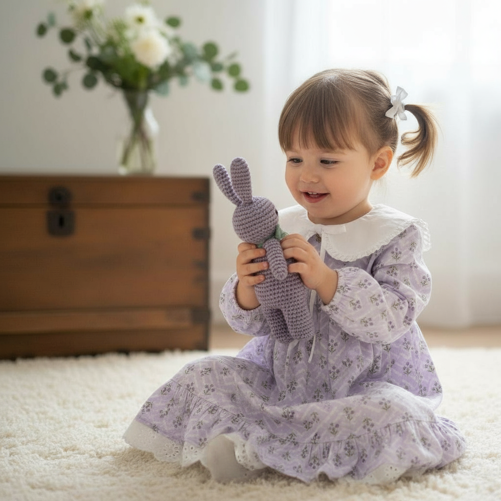 Handmade Crochet Bunny Toy - Purple