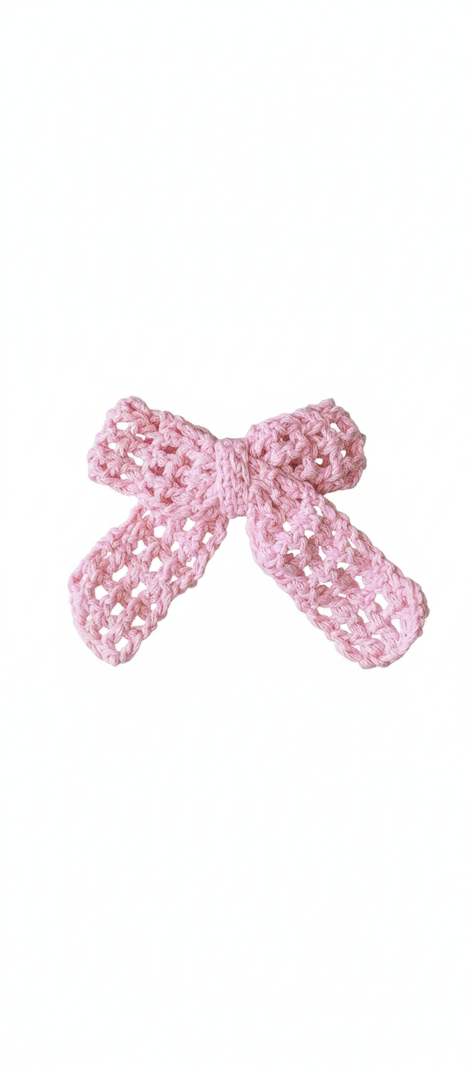 Crochet Bow Alligator Hair Clip - Pink