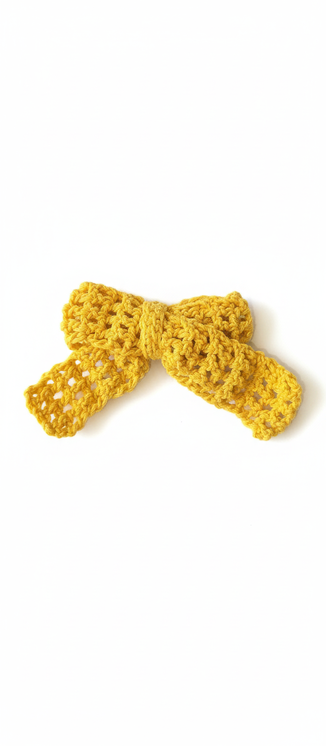 Crochet Bow Alligator Hair Clip - Yellow