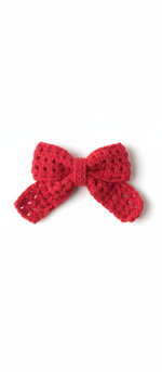 Crochet Bow Alligator Hair Clip - Red