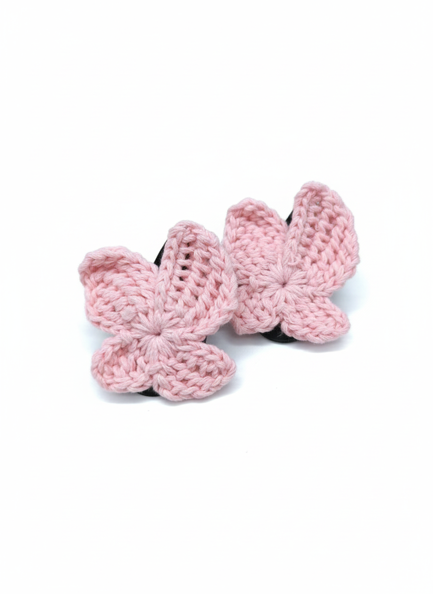 Tiny Butterfly Tic Tac Crochet Clip - Pink