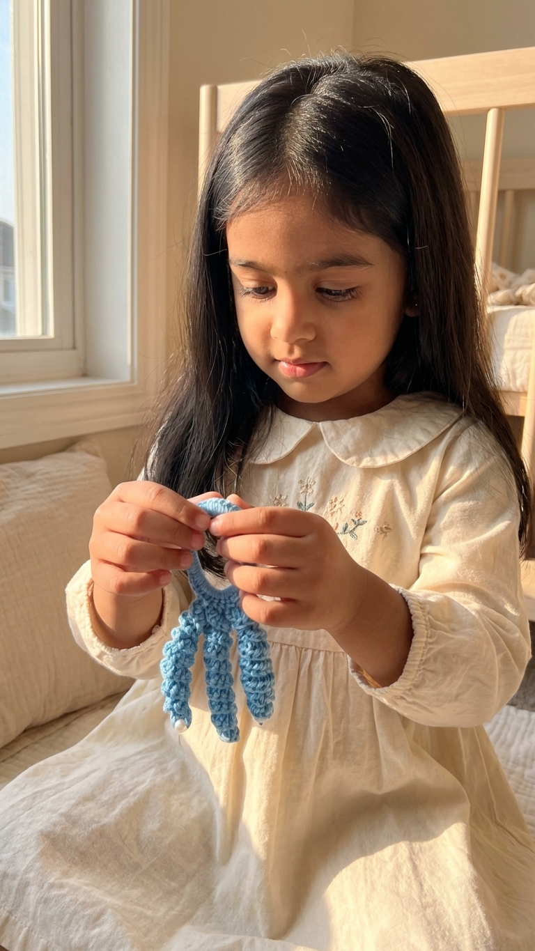 Crochet Hair Bands with Hanging Curls - Blue