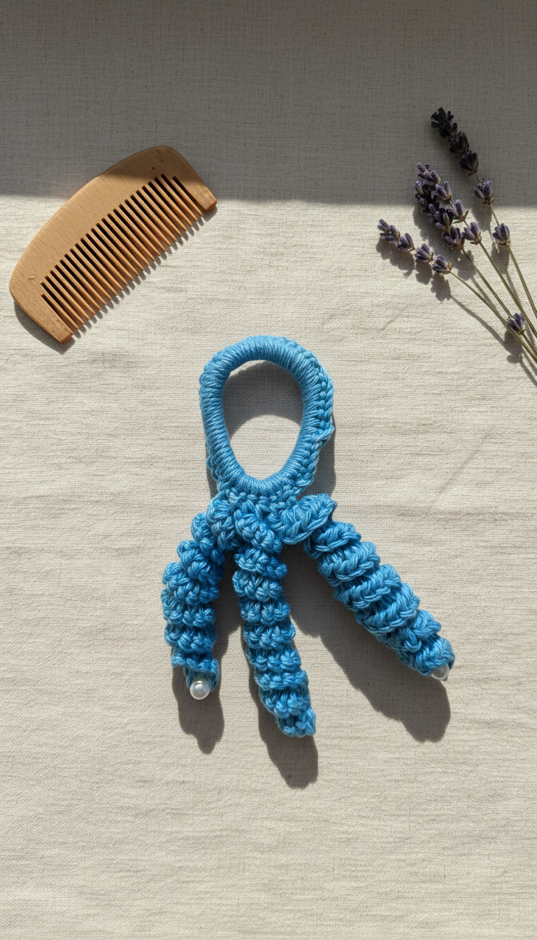 Crochet Hair Bands with Hanging Curls - Blue