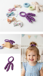 Crochet Hair Bands with Hanging Curls - Purple
